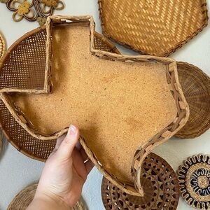 Vintage Texas Shaped Wicker Basket
